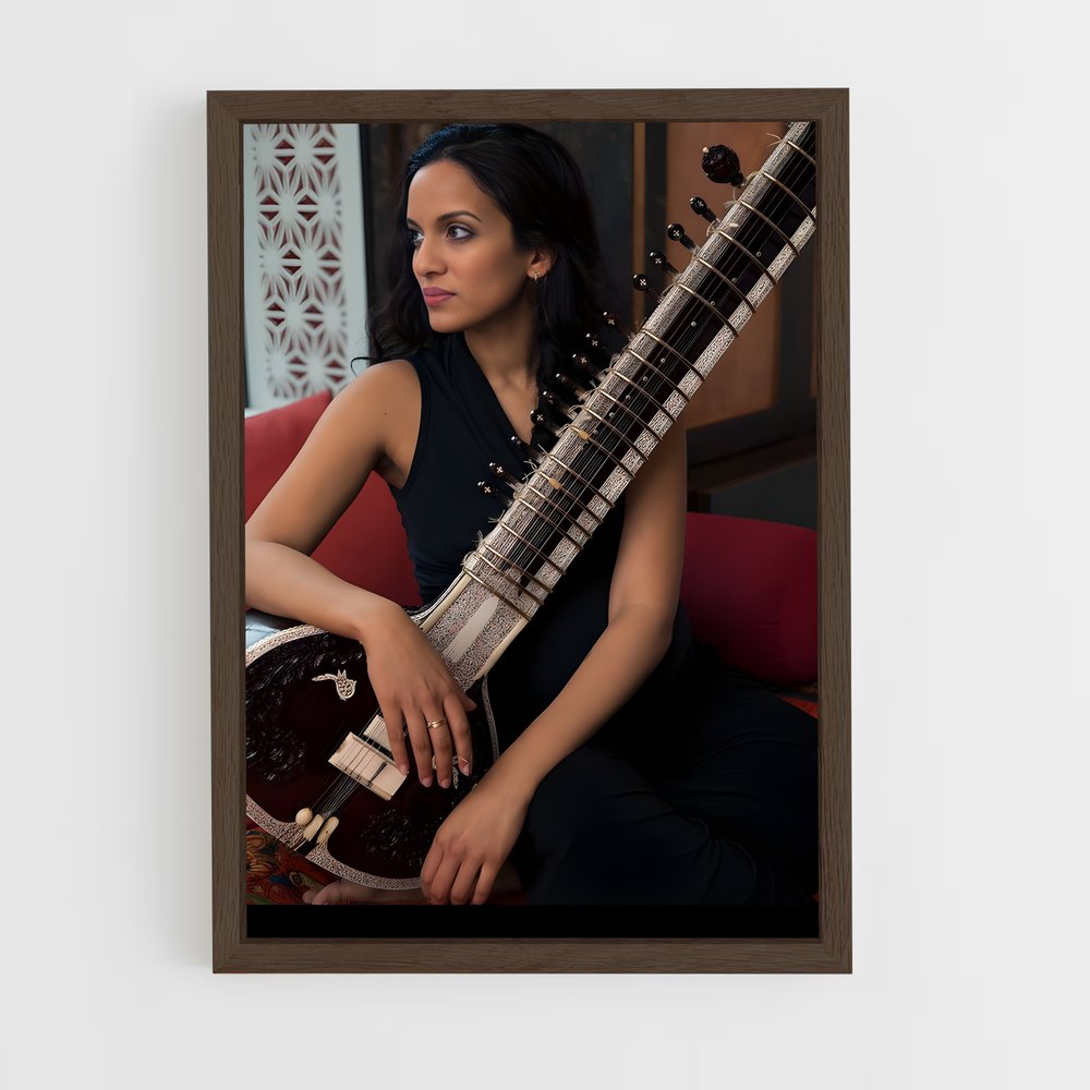 ap-anoushka shankar-2 cadre Bois foncé
