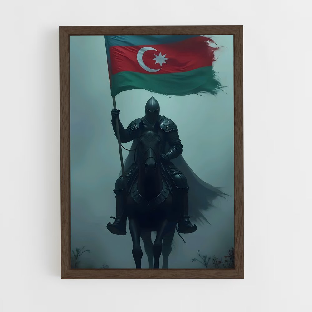 ap-azerbaijan flag-4 cadre Bois foncé