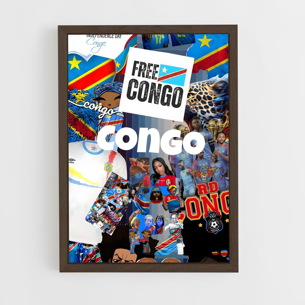 ap-congo flag-1 cadre Bois foncé