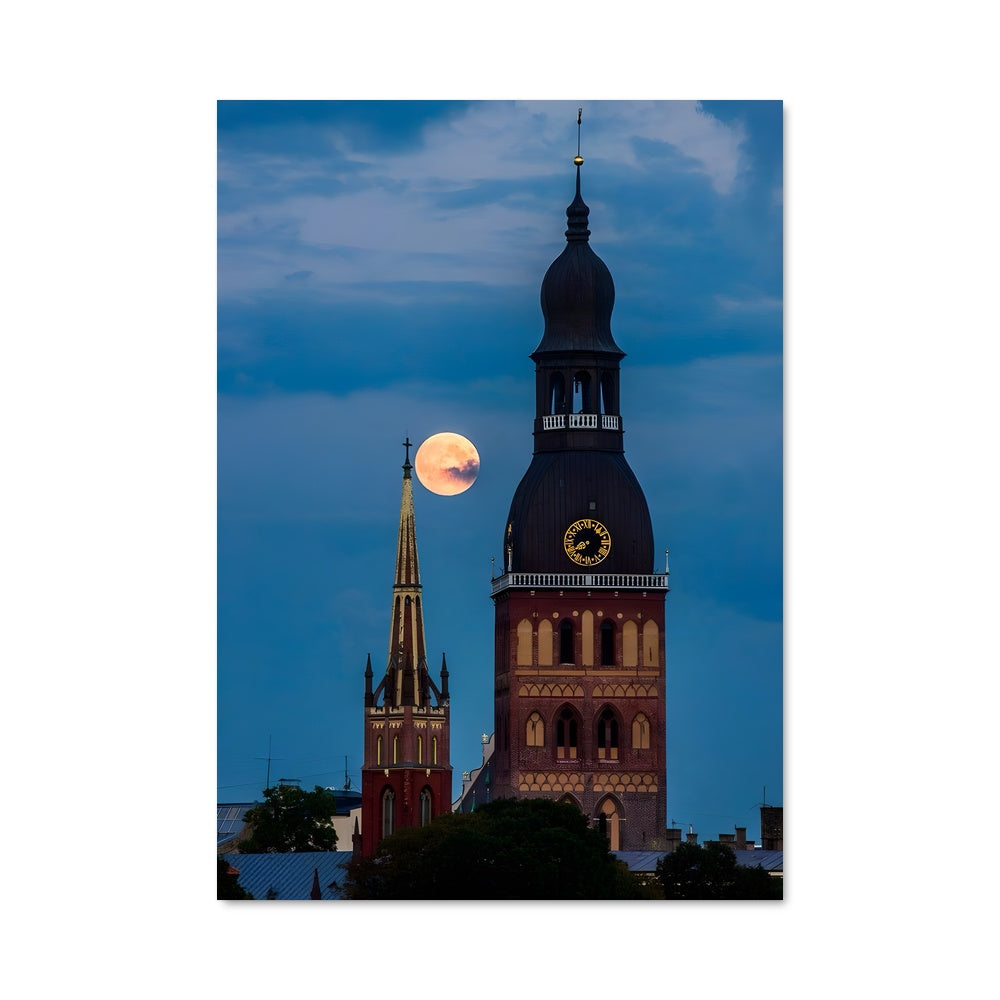 Poster Lune sur Église