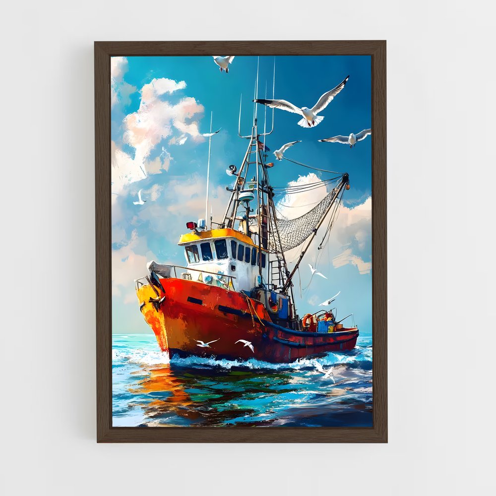 ap-fishing boats-4 cadre Bois foncé