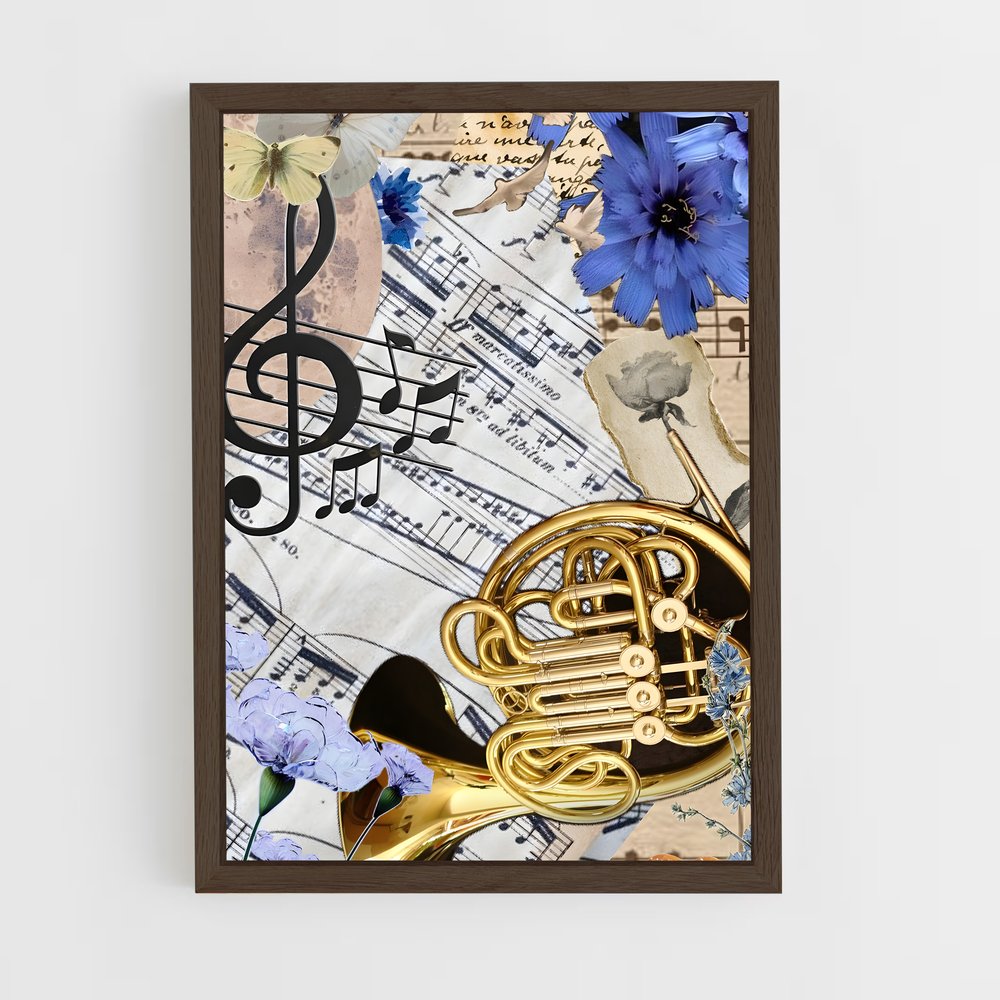 ap-french horn-1 cadre Bois foncé