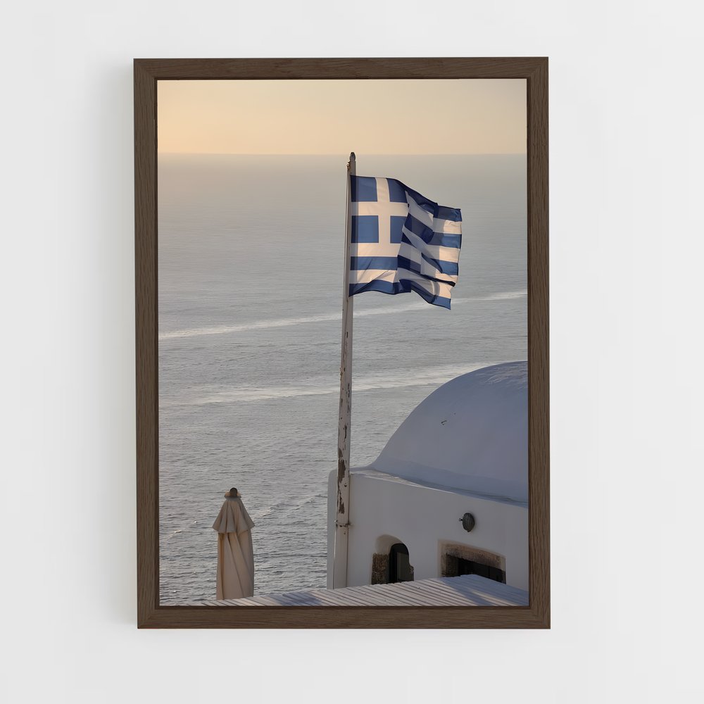 ap-greece flag-5 cadre Bois foncé