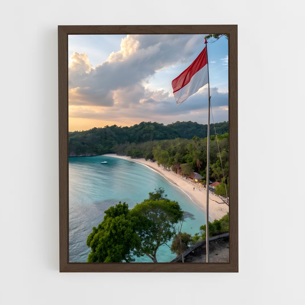 ap-indonesia flag-2 cadre Bois foncé