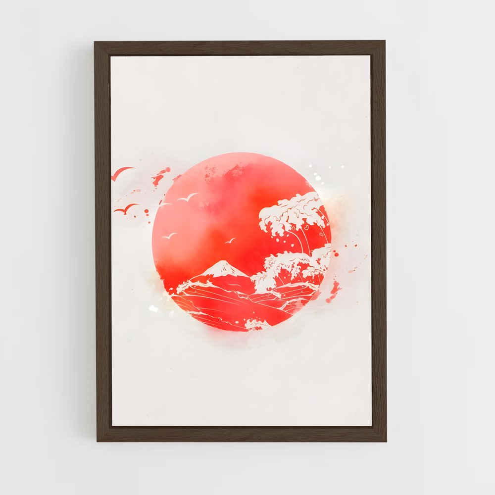 ap-japan flag-1 cadre Bois foncé