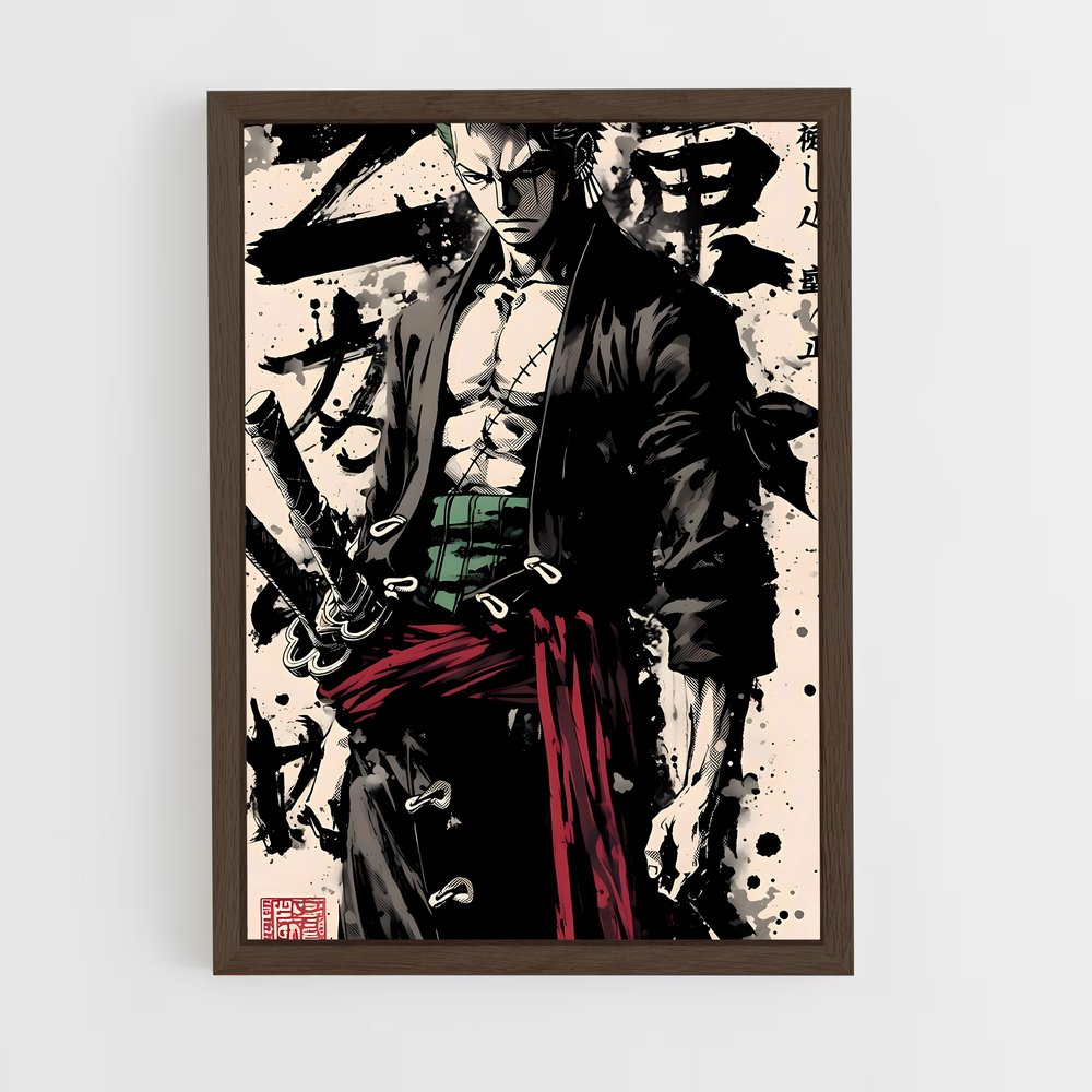ap-roronoa zoro-10 cadre Bois foncé
