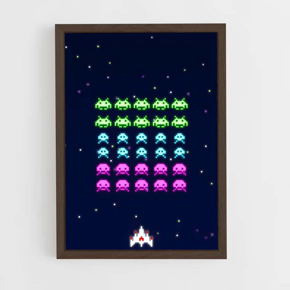 ap-space invaders-3 cadre Bois foncé