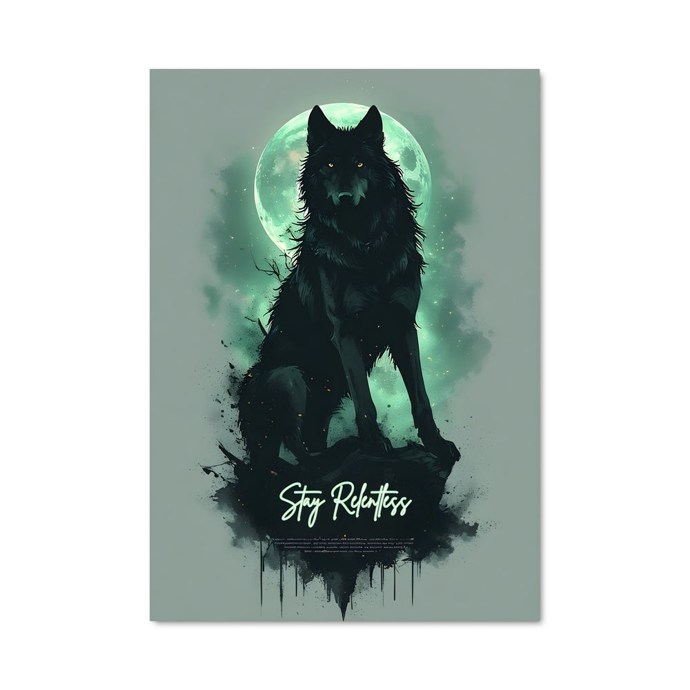 Poster Loup de la Lune Verte