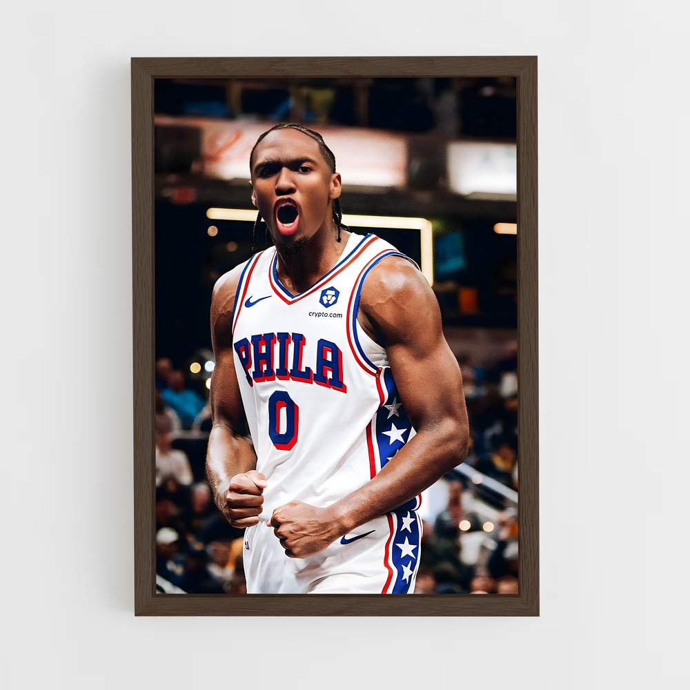 ap-tyrese maxey-1 cadre Bois foncé