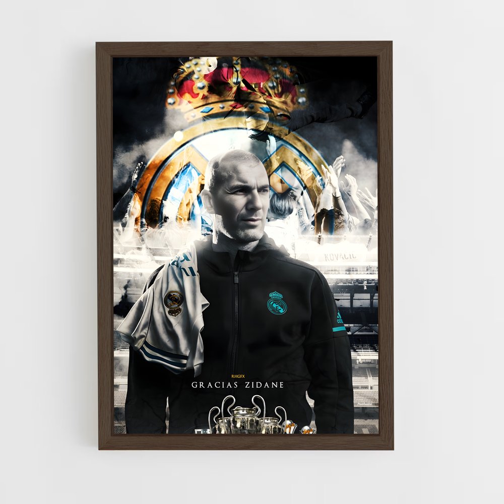 ap-zinedine zidane-10 cadre Bois foncé
