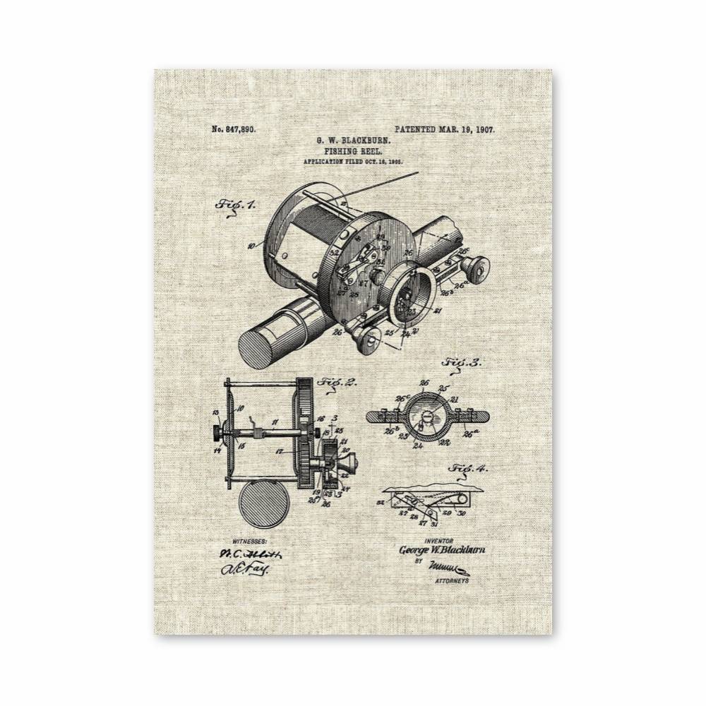 Poster Vintage Fishing Reel