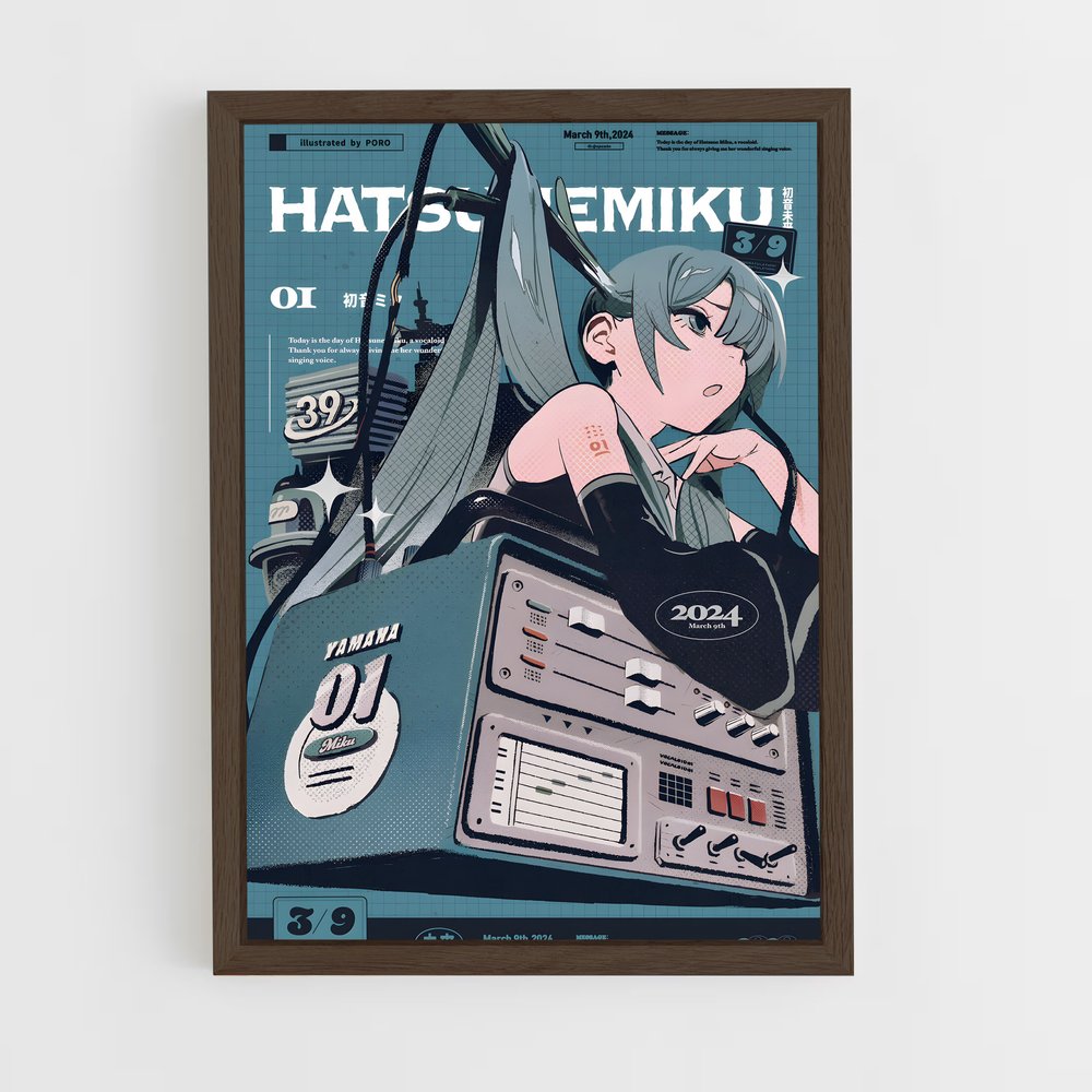 hatsune-miku-3 cadre Bois foncé