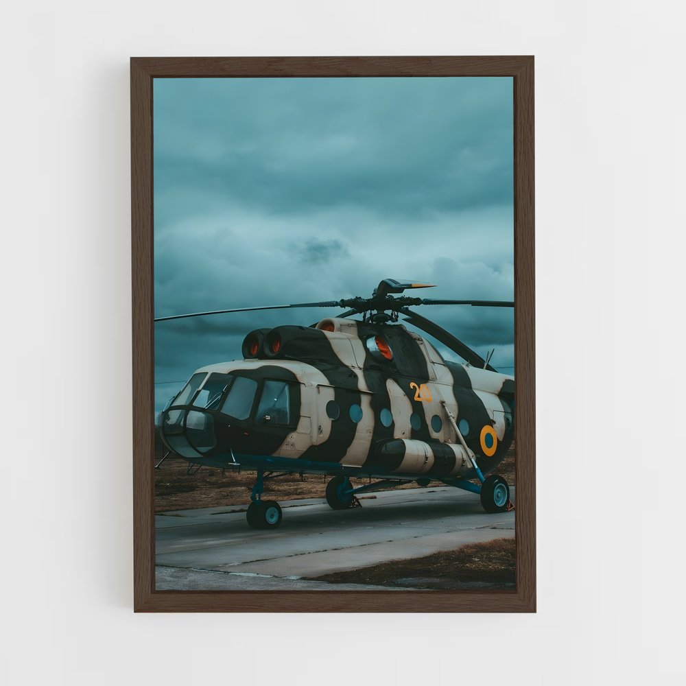 helicopter-3 cadre Bois foncé