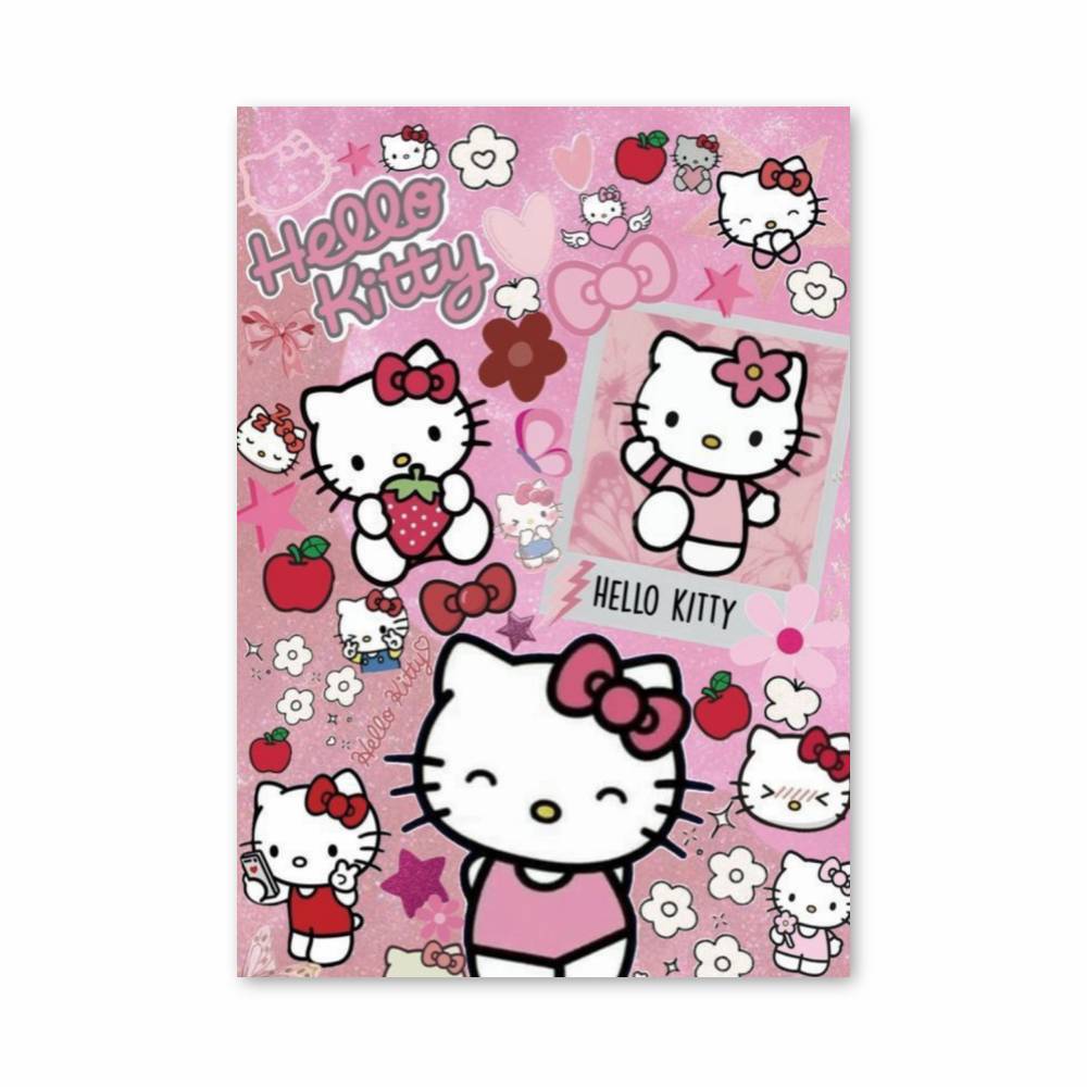 Poster Hello Kitty Fraises et Fleurs