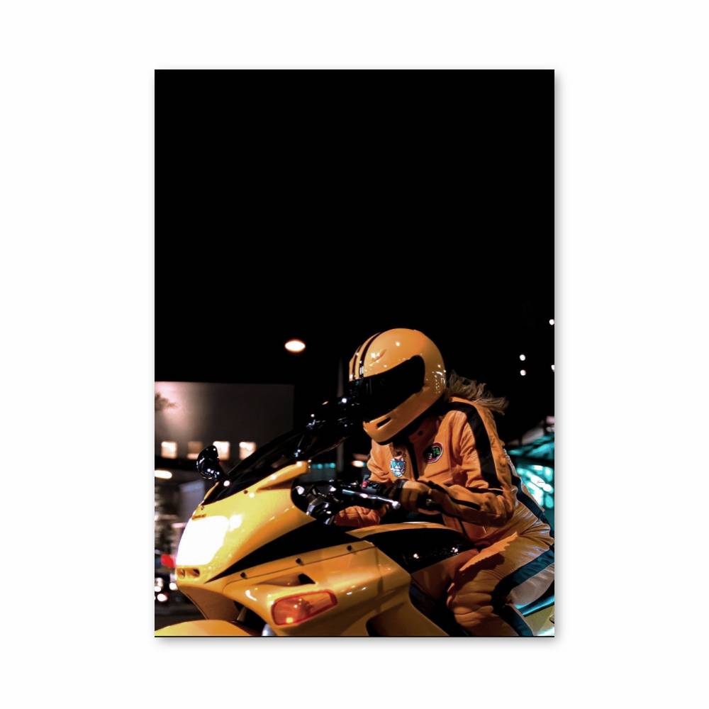 Poster Moto Jaune Dynamique