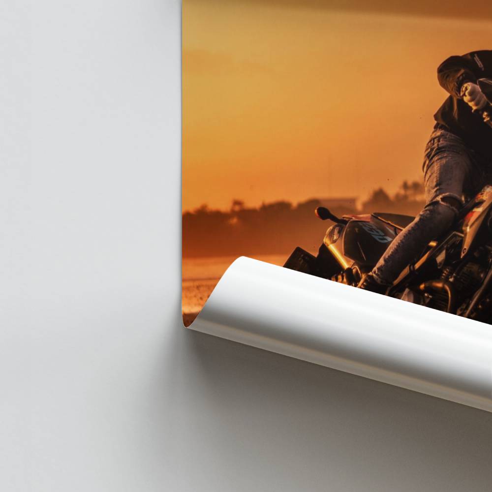 Zonsondergang drift motorcross poster