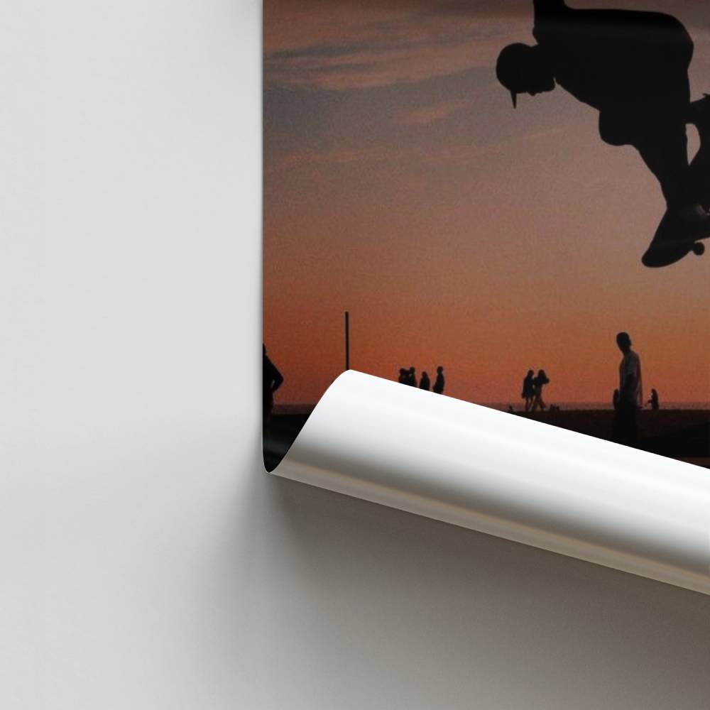 Zonsondergang schaatser poster
