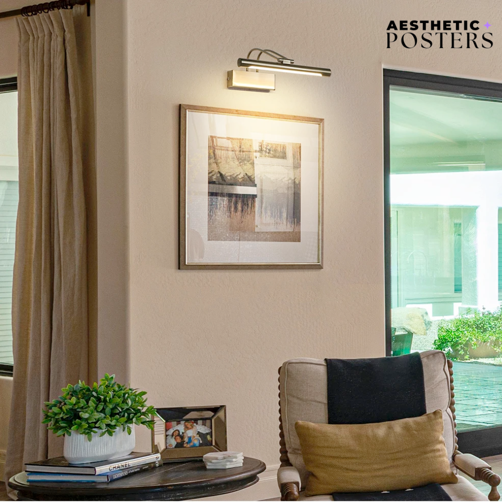 Vintage LED wandlamp voor poster