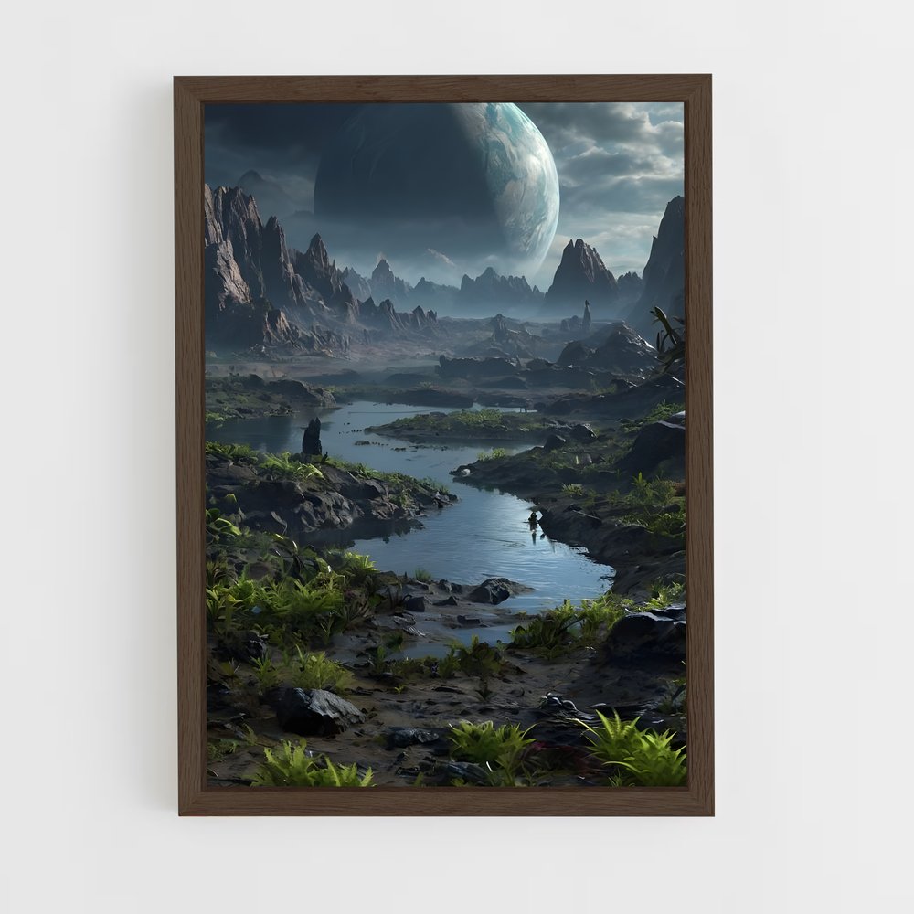 ap-alien landscape-7 cadre Bois foncé
