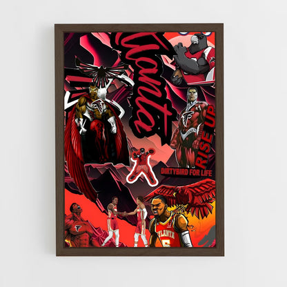 ap-atlanta hawks-4 cadre Bois foncé