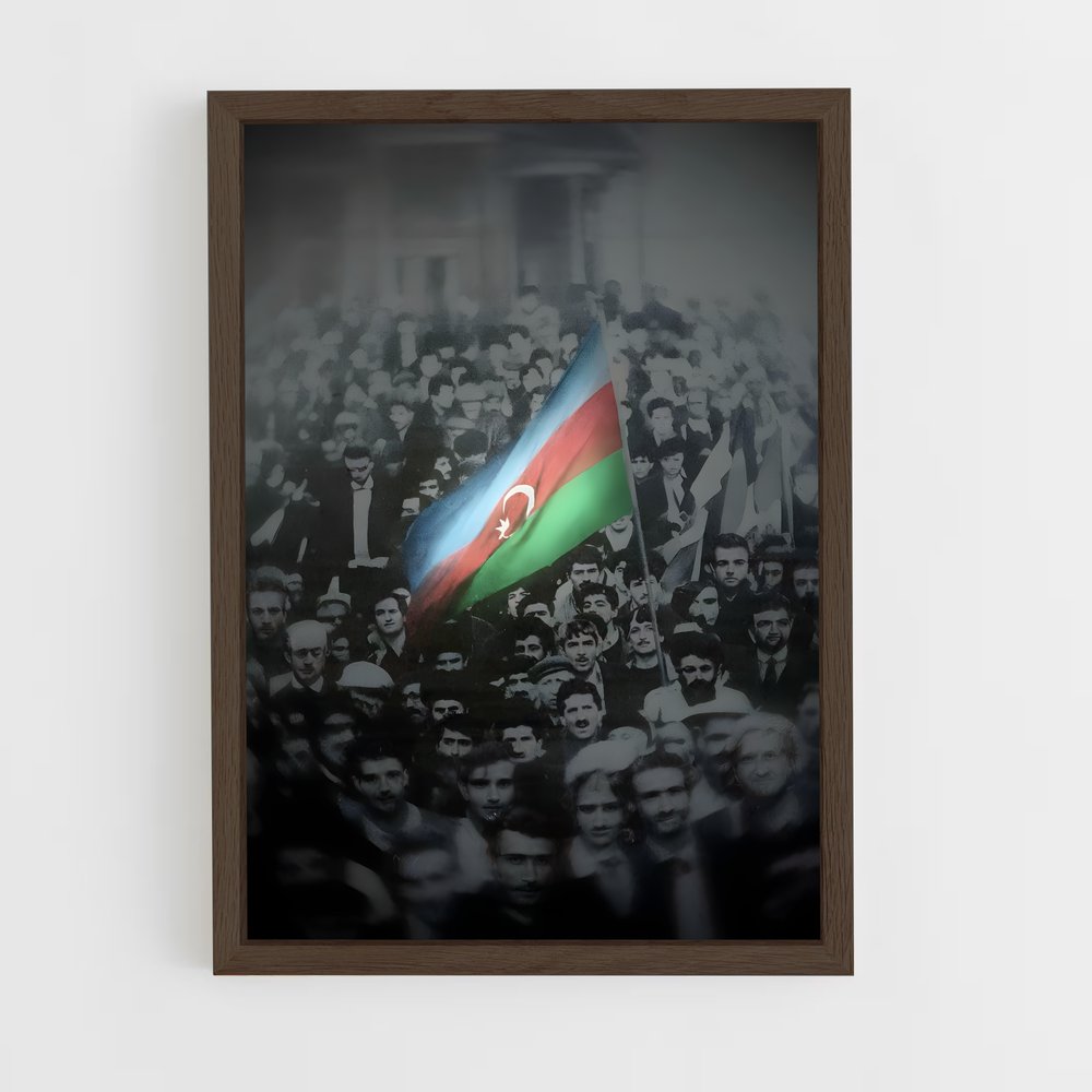 ap-azerbaijan flag-1 cadre Bois foncé