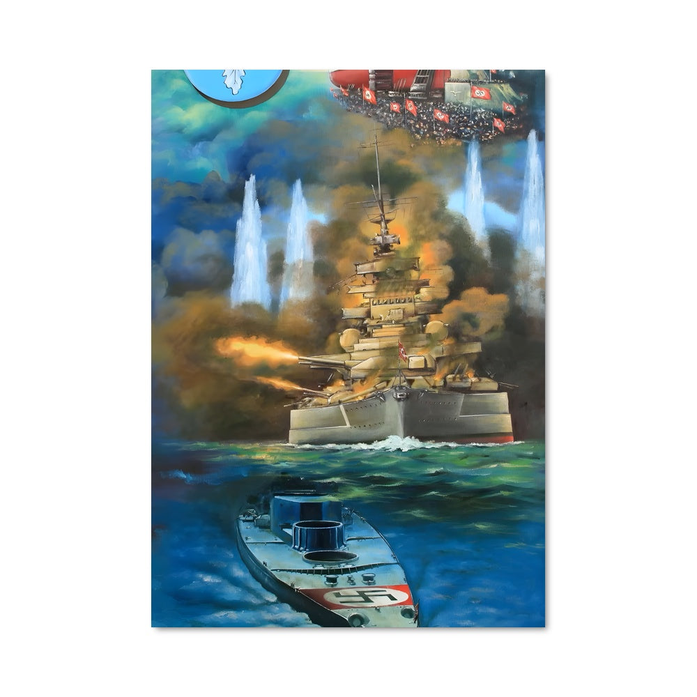 Poster Le Bismarck et son Hélicoptère