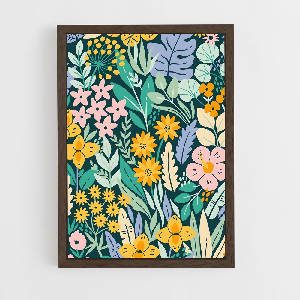ap-botanical patterns-3 cadre Bois foncé