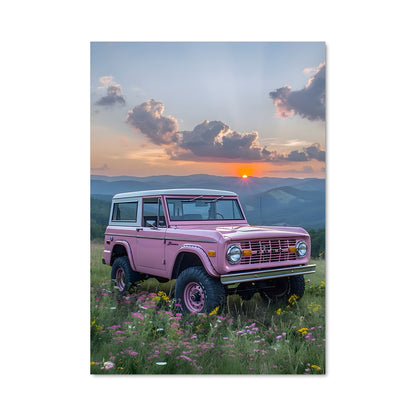 Poster Jeep en Fleurs