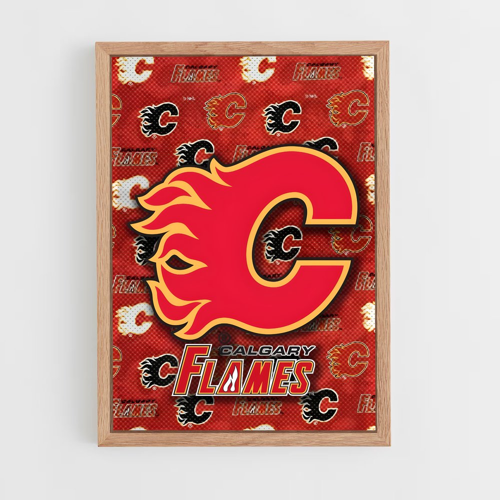 ap-calgary flames-4 cadre Bois clair