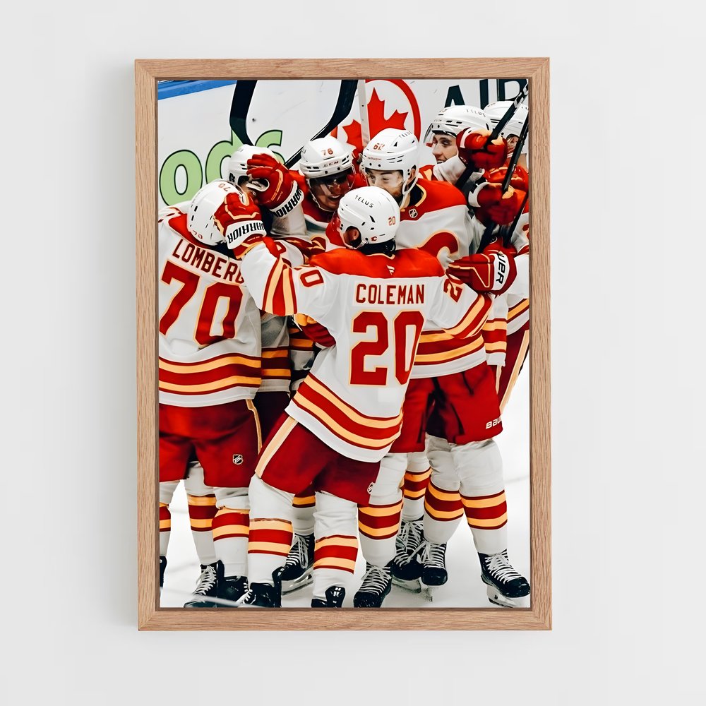 ap-calgary flames-7 cadre Bois clair