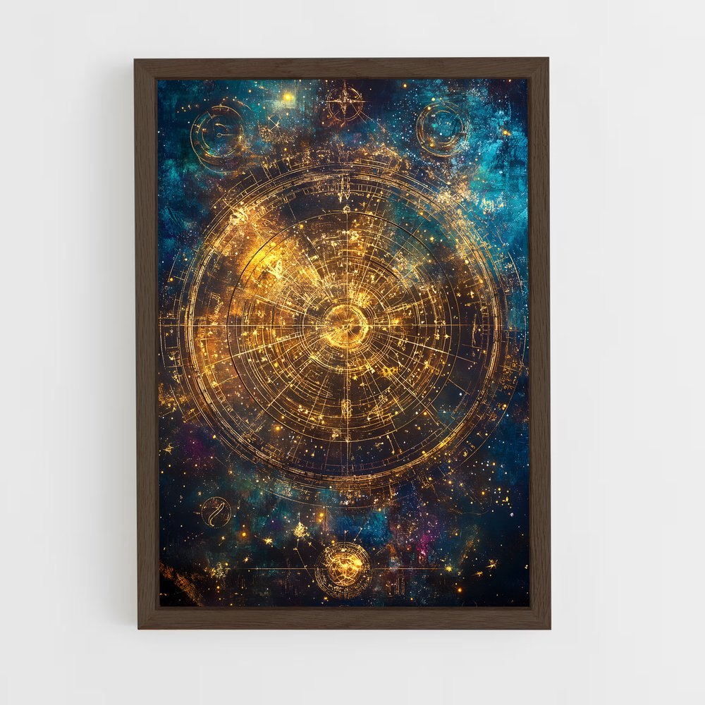 ap-celestial map-3 cadre Bois foncé