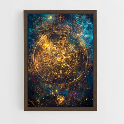 ap-celestial map-3 cadre Bois foncé