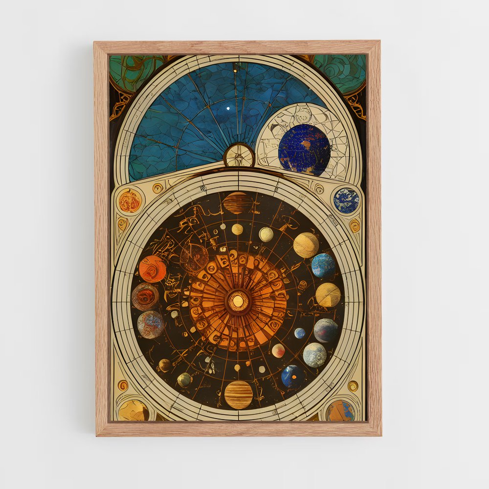 ap-celestial map-4 cadre Bois clair