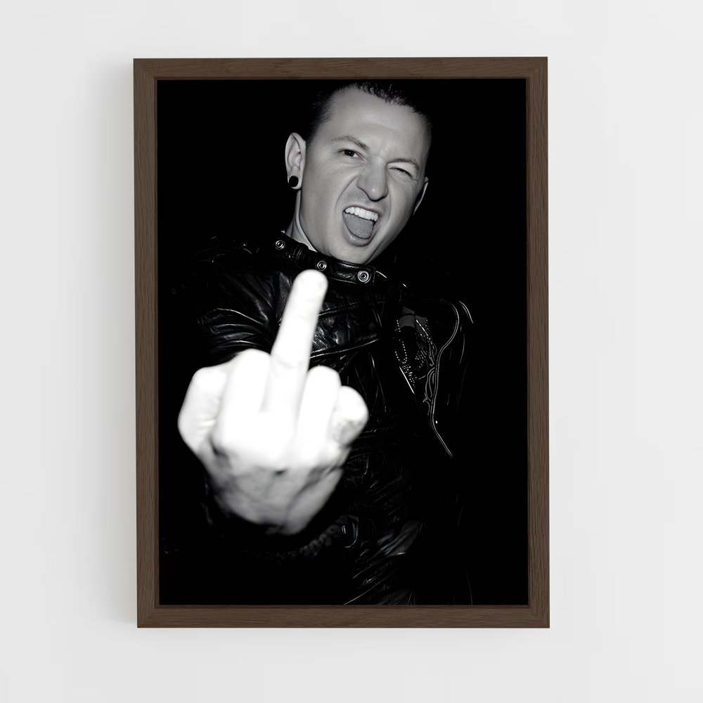 ap-chester bennington-2 cadre Bois foncé