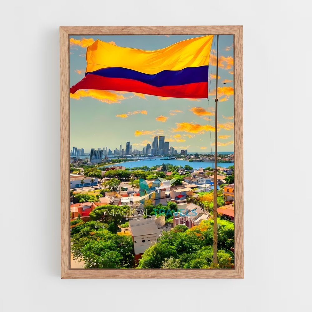 ap-colombia flag-1 cadre Bois clair