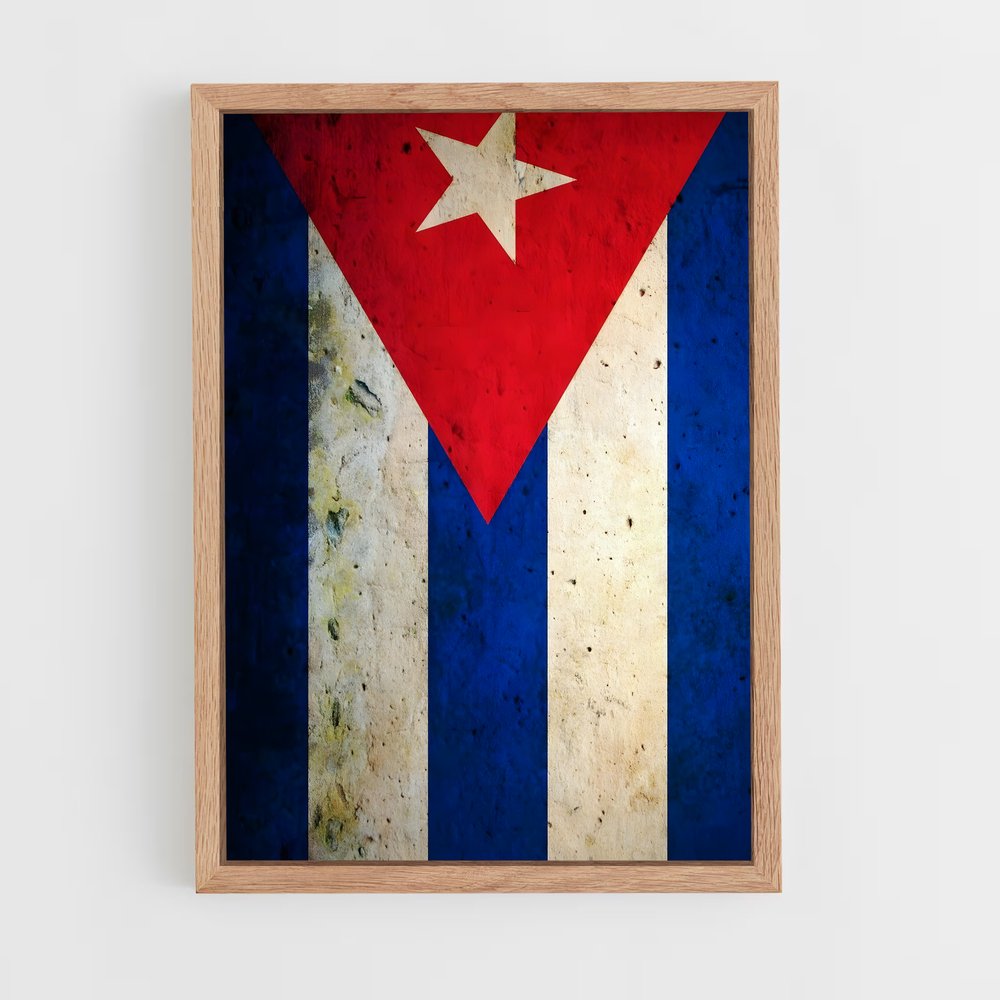ap-cuba flag-1 cadre Bois clair