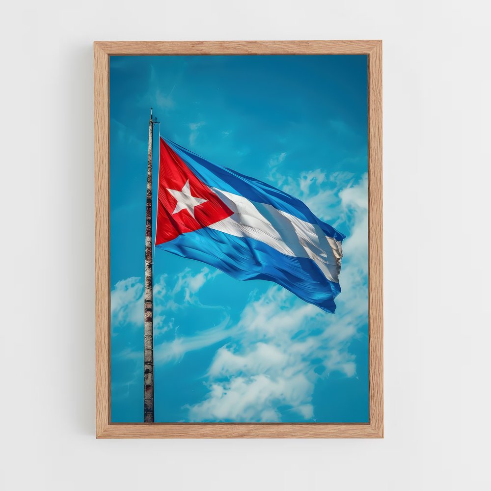 ap-cuba flag-3 cadre Bois clair