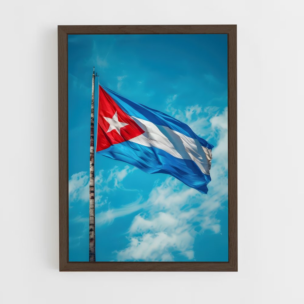 ap-cuba flag-3 cadre Bois foncé