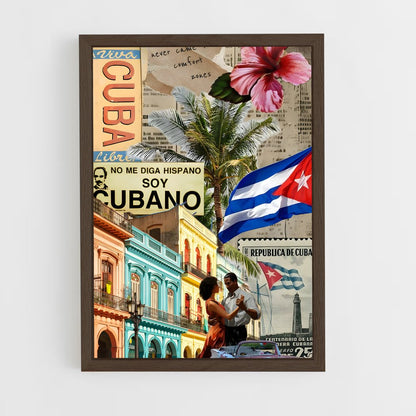 ap-cuba flag-4 cadre Bois foncé