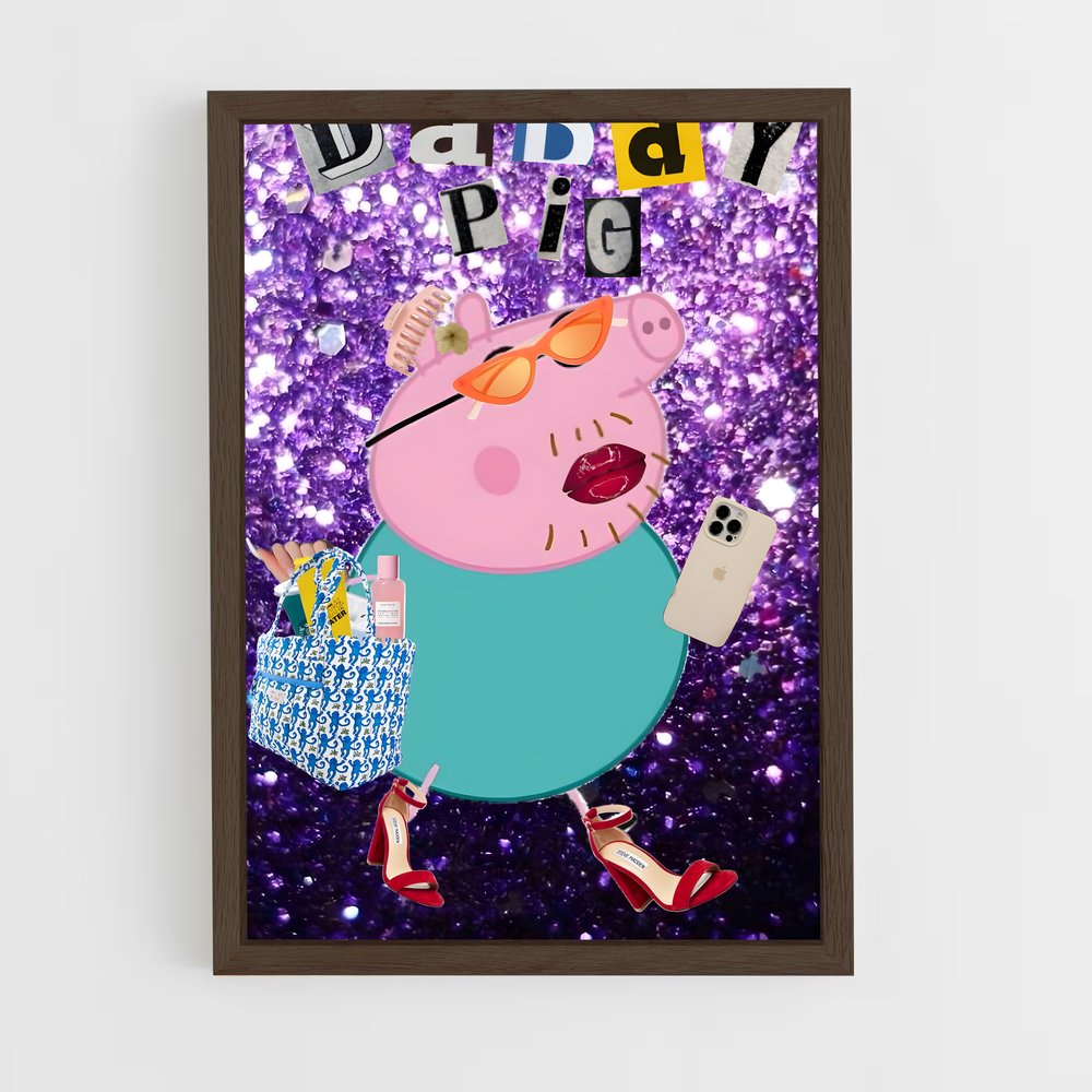 ap-daddy pig-3 cadre Bois foncé