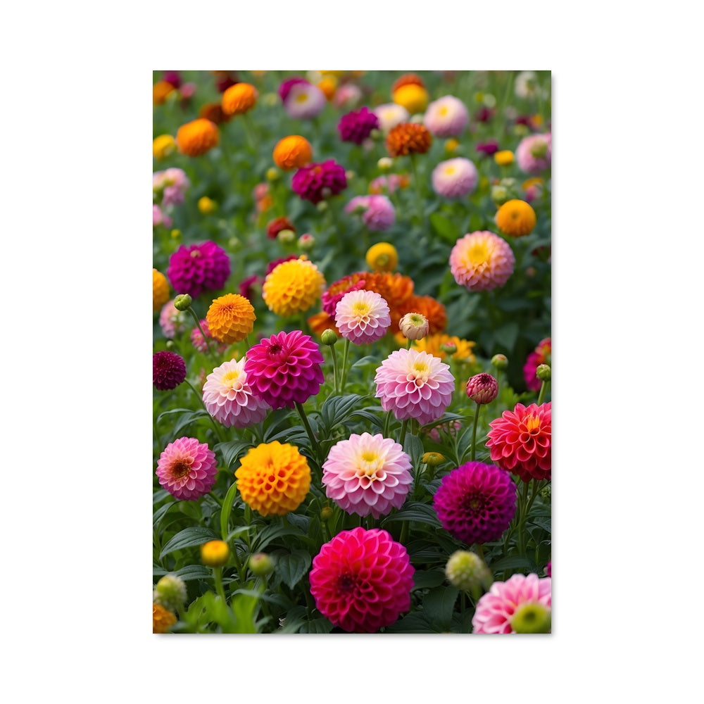 Poster Champ de Dahlias