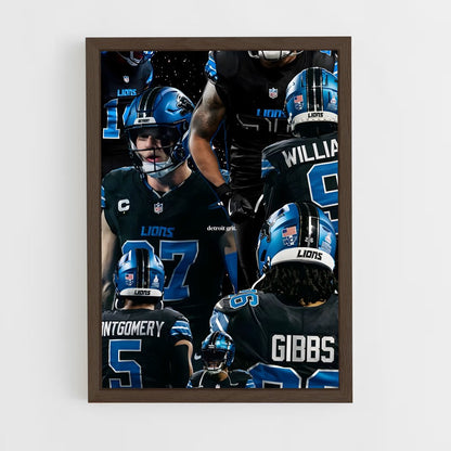 ap-detroit lions-5 cadre Bois foncé