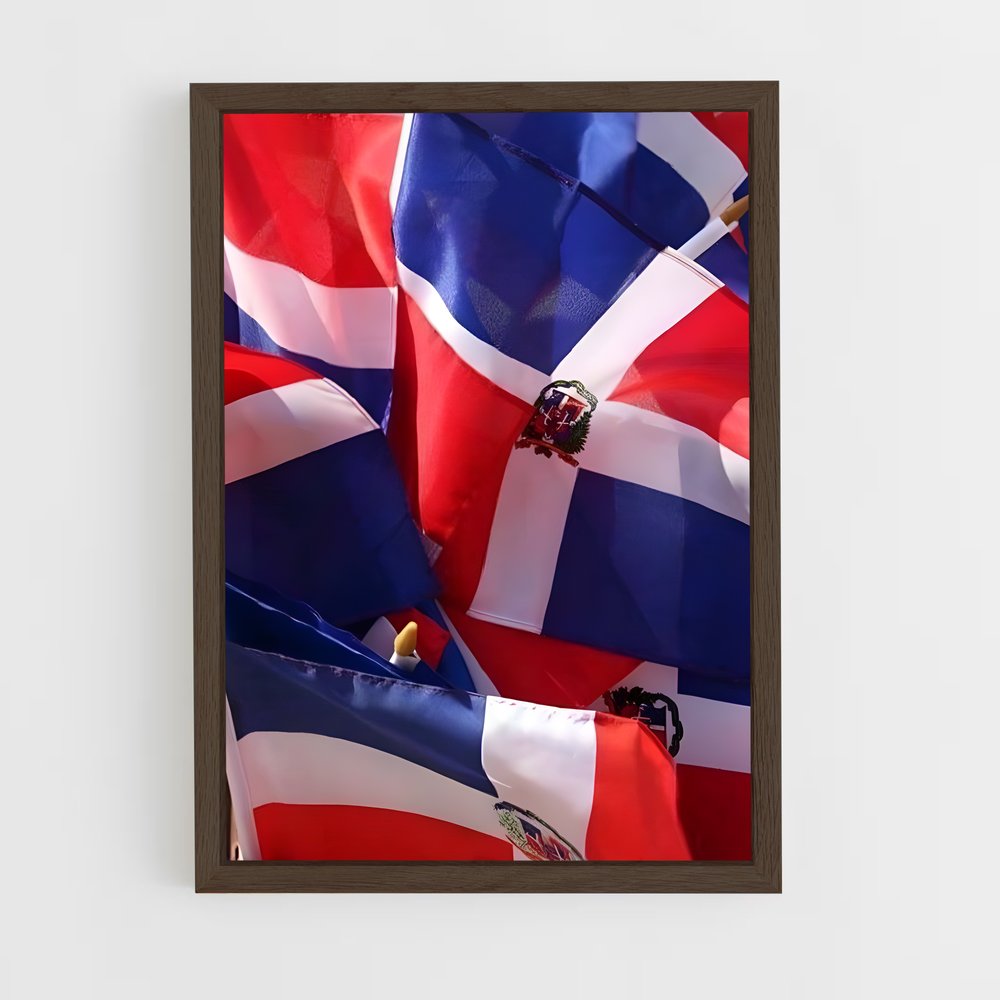 ap-dominican republic flag-4 cadre Bois foncé