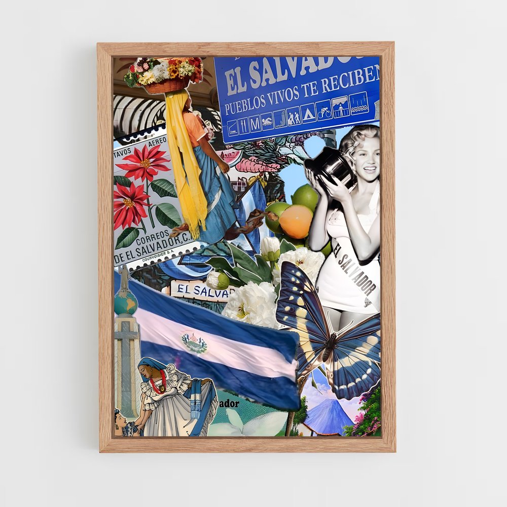 ap-el salvador flag-4 cadre Bois clair