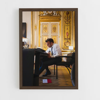 ap-emmanuel macron-4 cadre Bois foncé