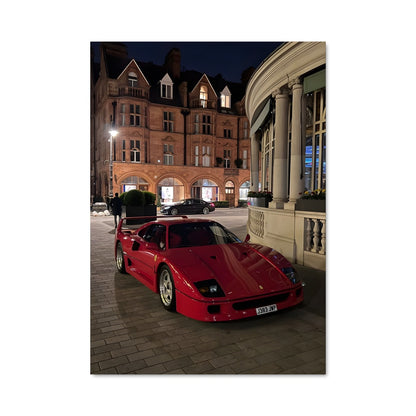 Poster Ferrari au Coucher de Soleil
