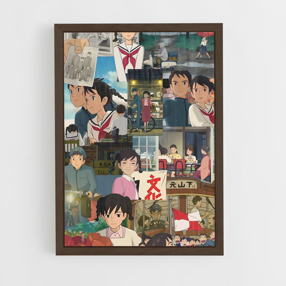 ap-from up on poppy hill-3 cadre Bois foncé