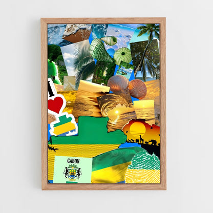 ap-gabon flag-1 cadre Bois clair