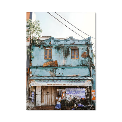 Poster Vieille Ville Bleu