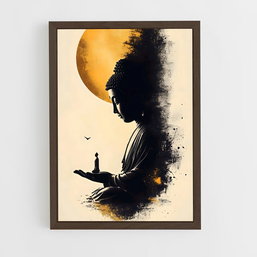 ap-gautama buddha-14 cadre Bois foncé